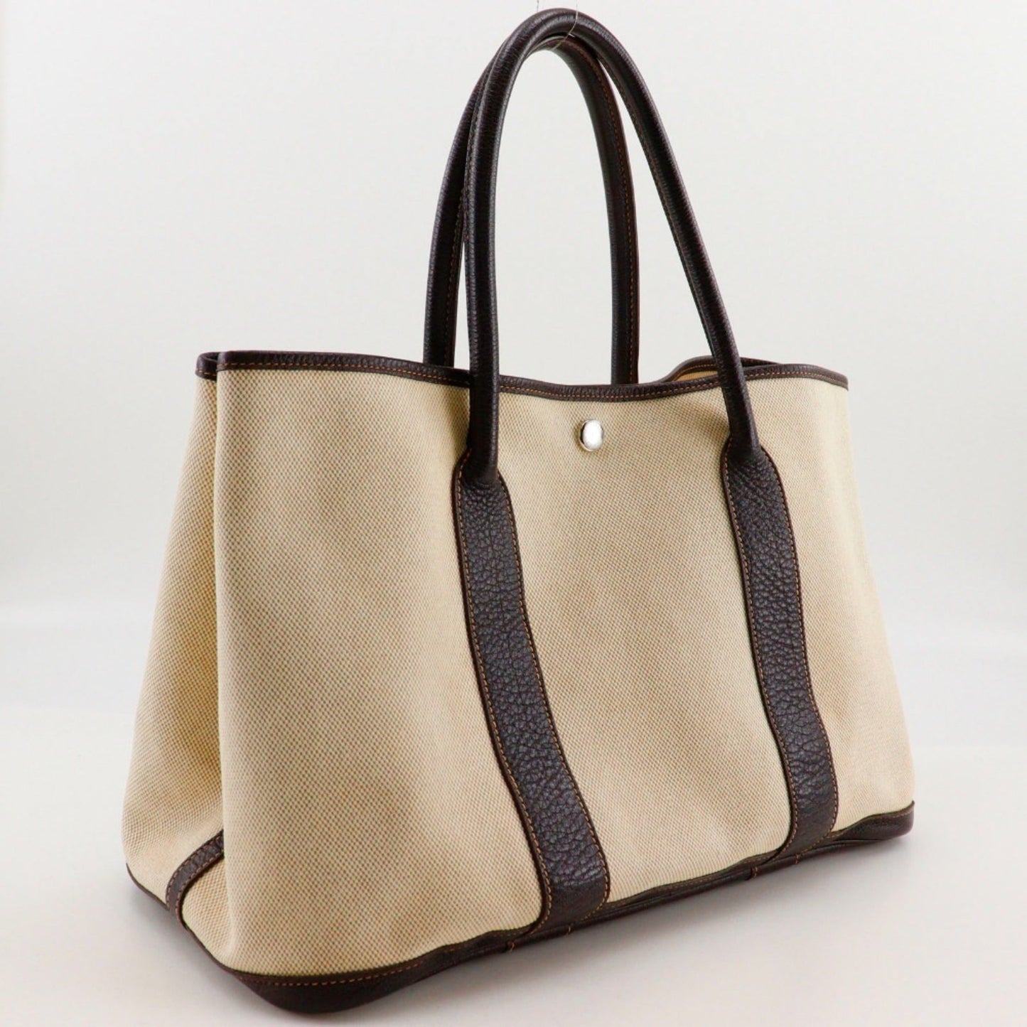 Hermes Beige Brown Marron Toile H Tote Bag ( )