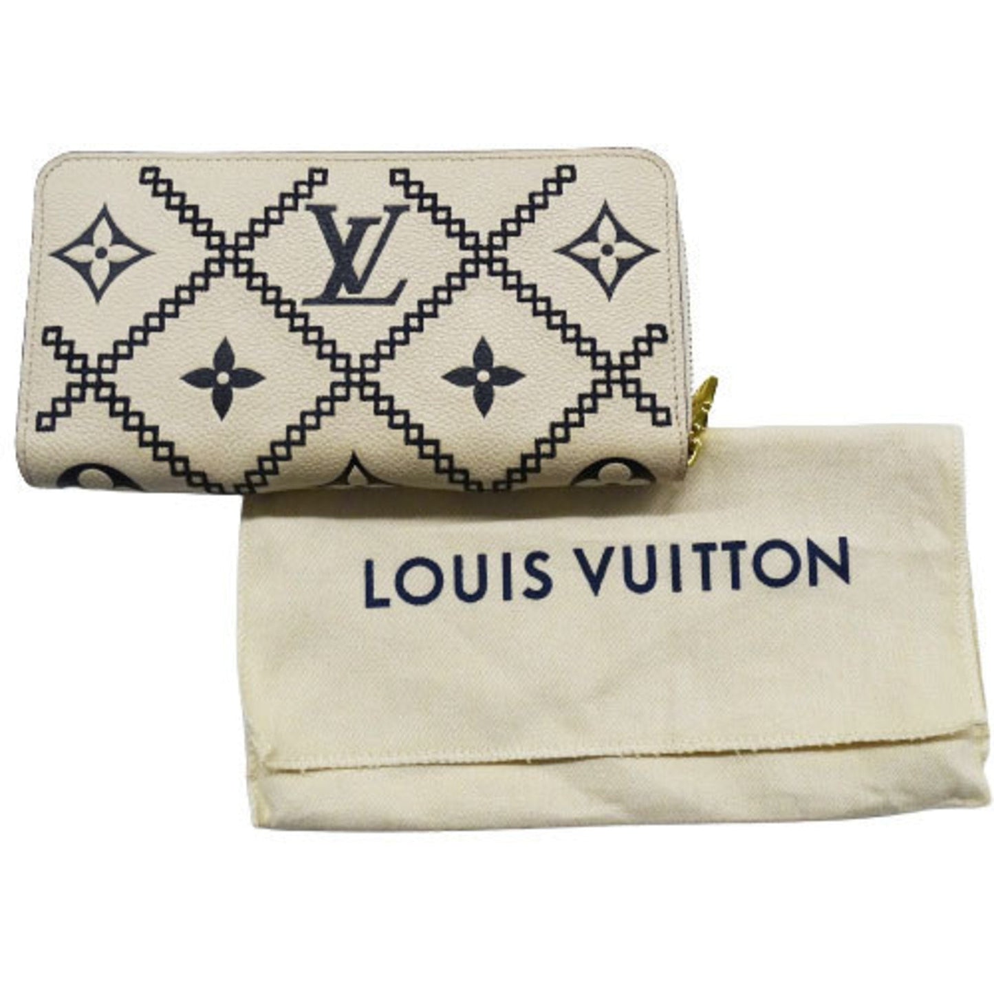 LOUIS VUITTON Wallet Empreinte Broderie Women's Long Zippy Creme M81141 Round