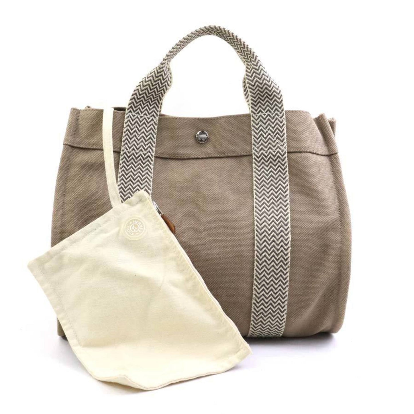 Hermes Brown Cotton Handbag Tote Bag ( )