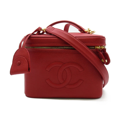 CHANEL 2way vanity bag Red Caviar Skin [Grained Calf]
