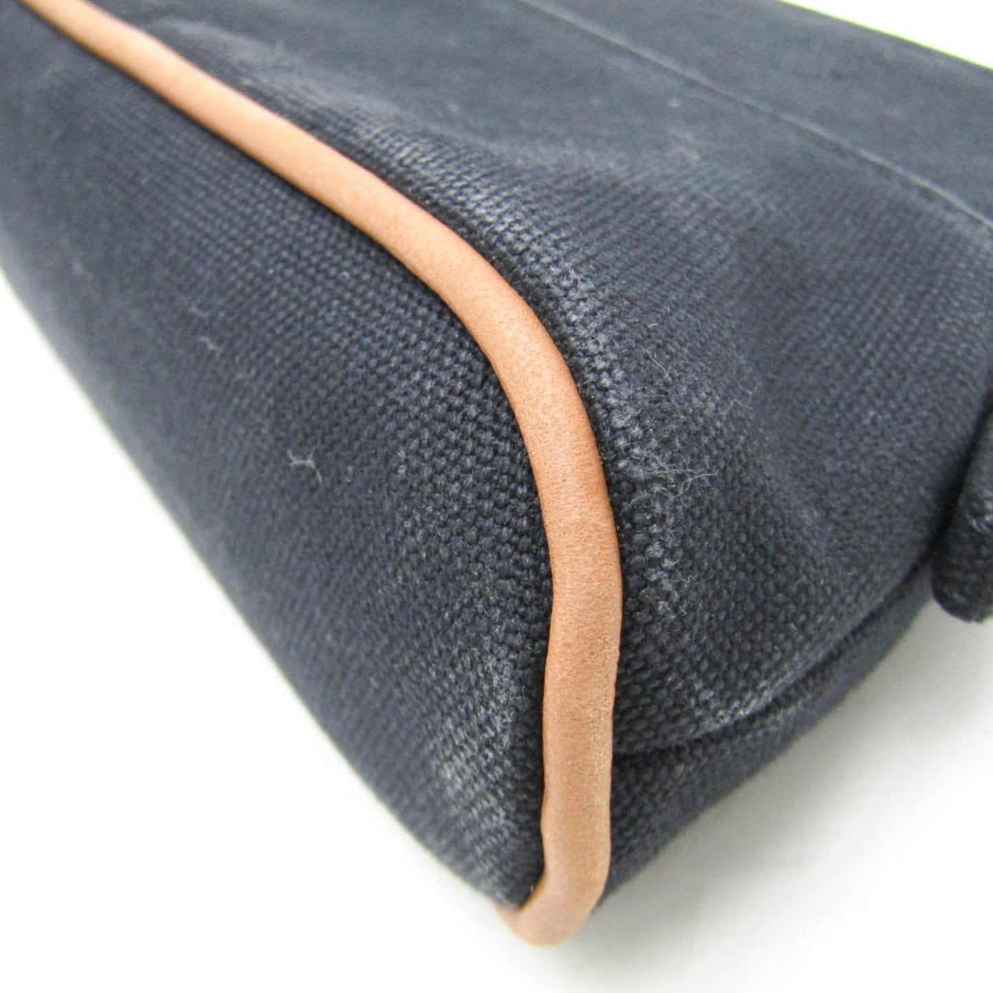 Hermes Bolide Black Brown Cotton Leather Pouch ( )