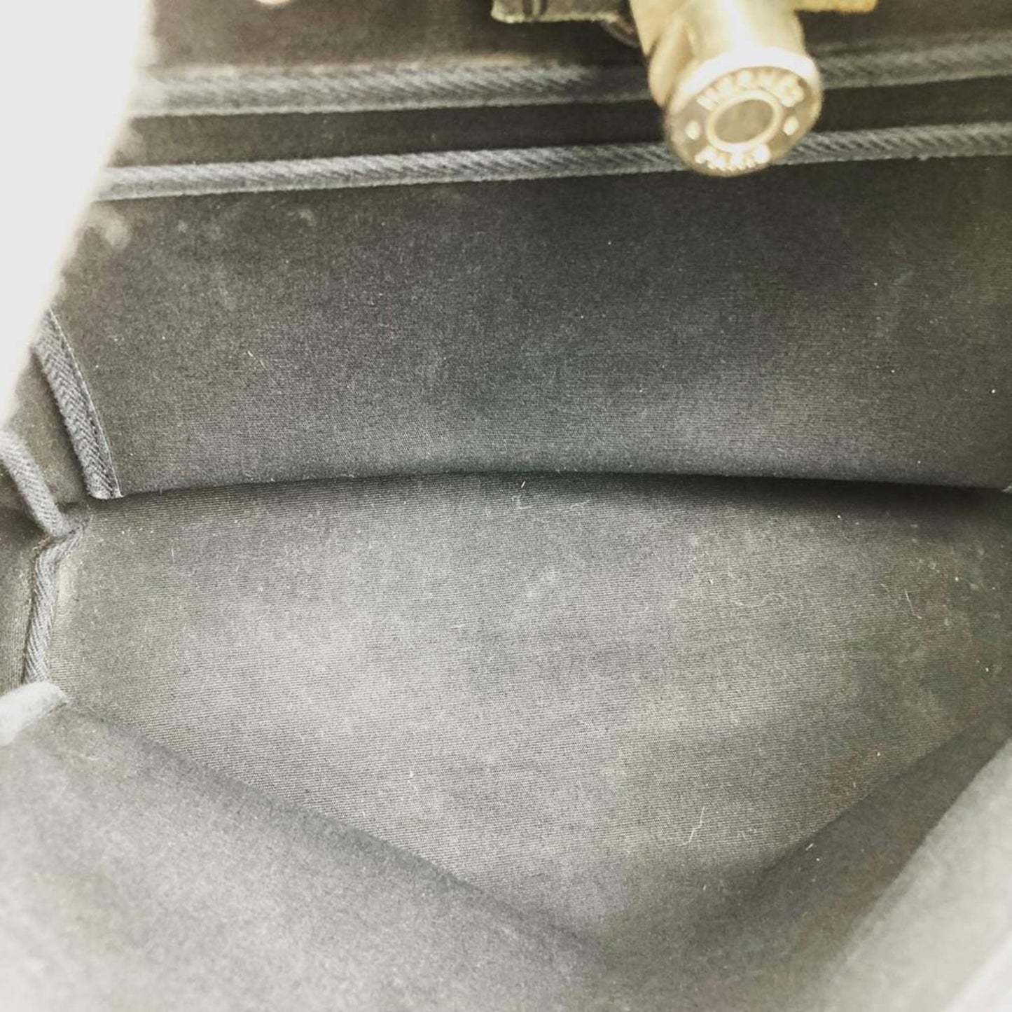Hermes Black Canvas Handbag Shoulder Bag ( )