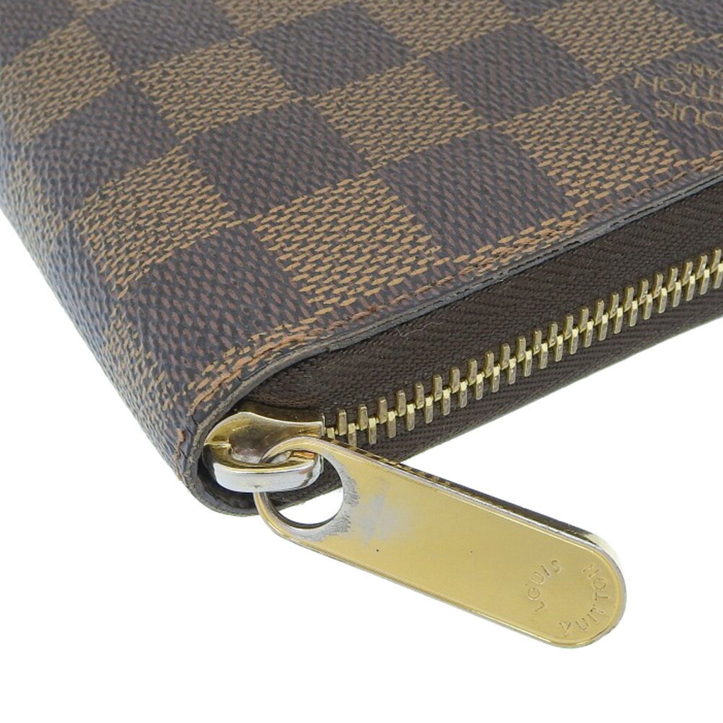 LOUIS VUITTON Zippy Wallet Long N41661 Damier Canvas Brown MI2156 Unisex