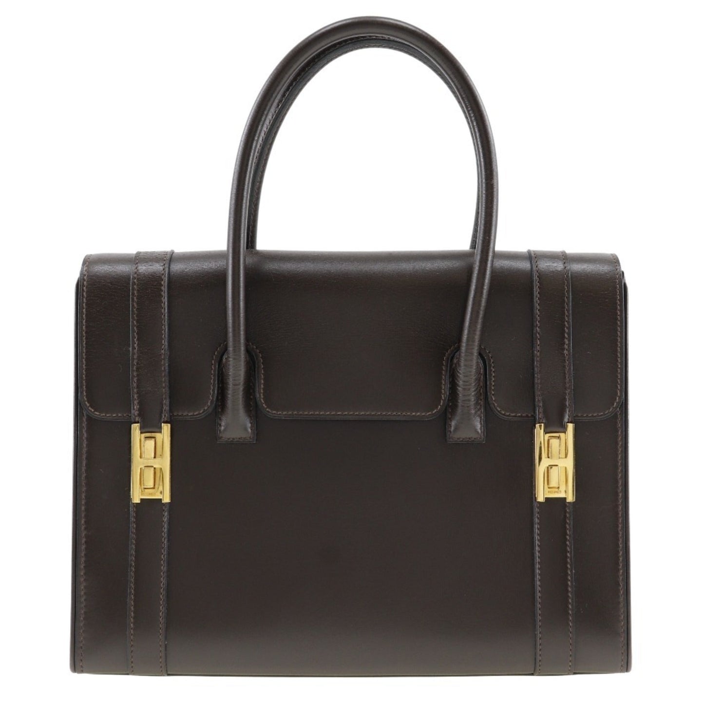 Hermes Brown Chocolat Box Calf Leather Handbag ( )