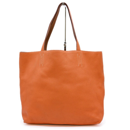 Hermes Brown Orange Taurillon Clemence Leather Tote Bag ( )