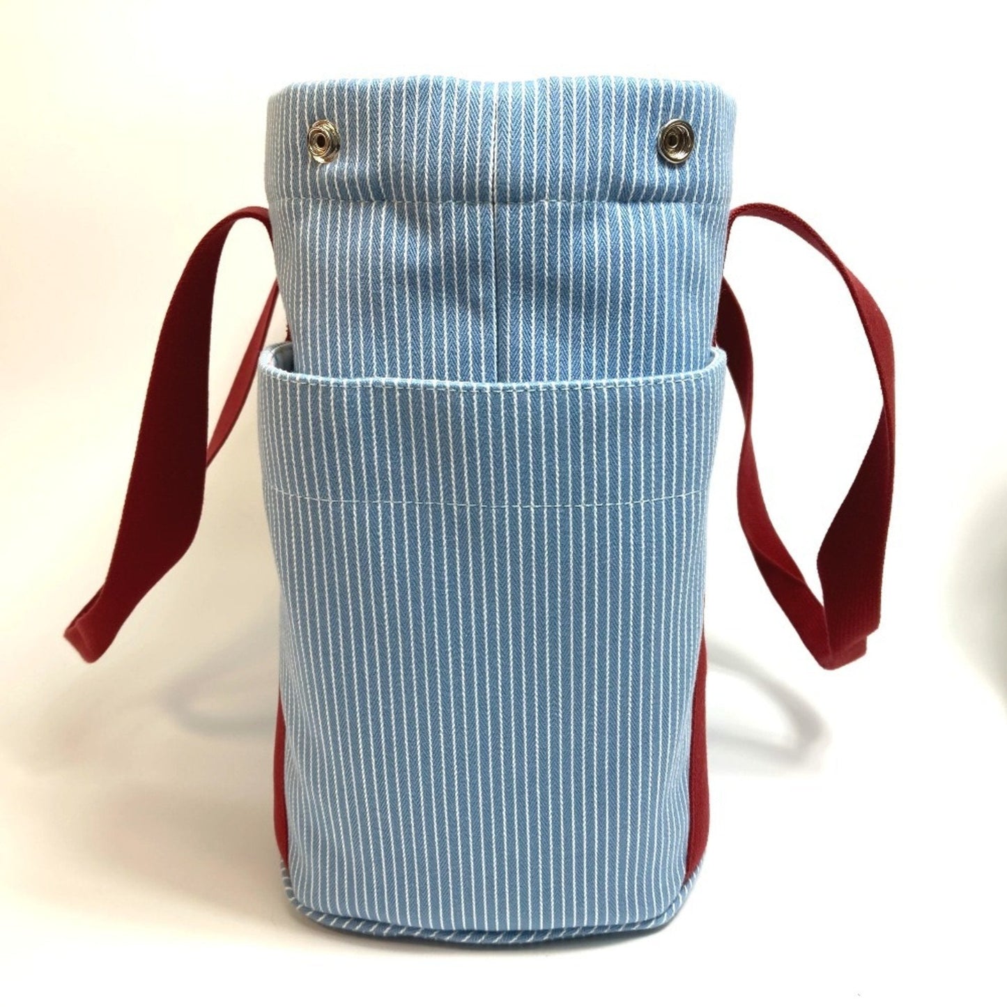 Hermes Blue Red Color Canvas Tote Bag ( )