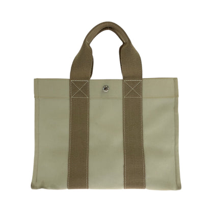 Hermes Beige Ivory Canvas Handbag Tote Bag ( )