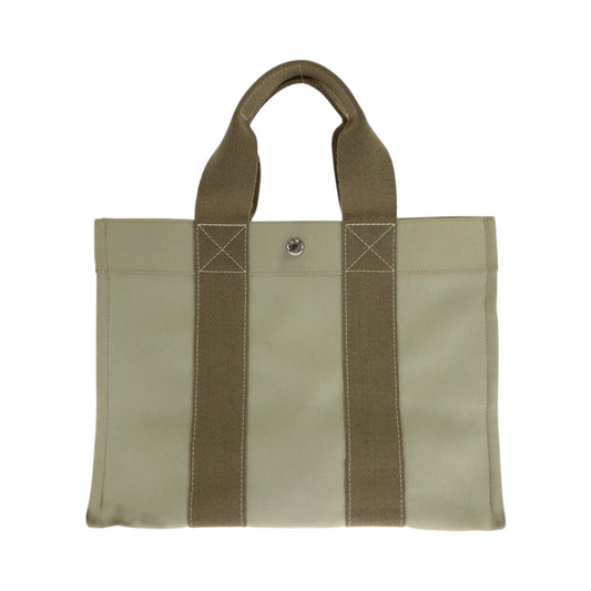 Hermes Beige Ivory Canvas Handbag Tote Bag ( )