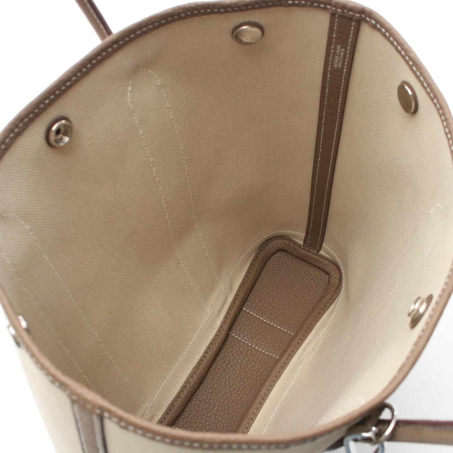 Hermes Brown Etoupe Gray Ivory Canvas Leather Negonda Leather Tote Bag ( )