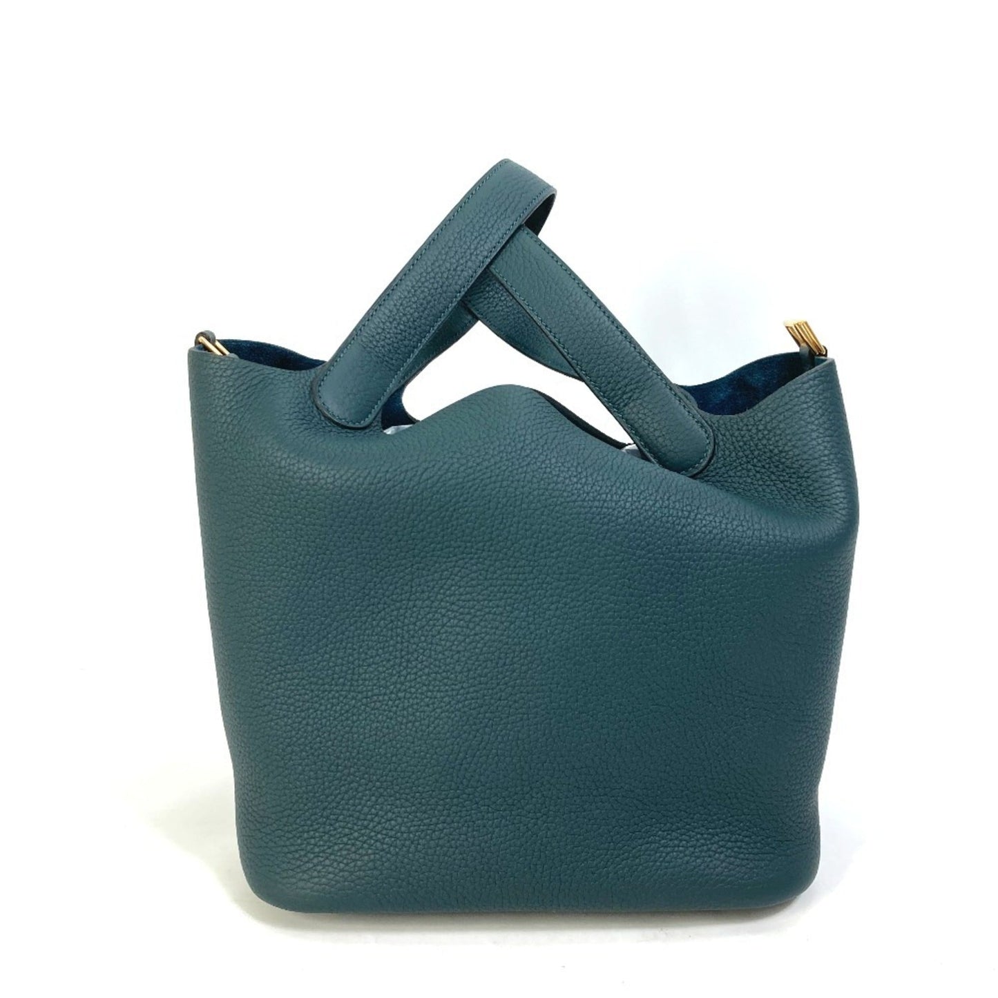 Hermes Blue Green Taurillon Clemence Leather Handbag Tote Bag ( )