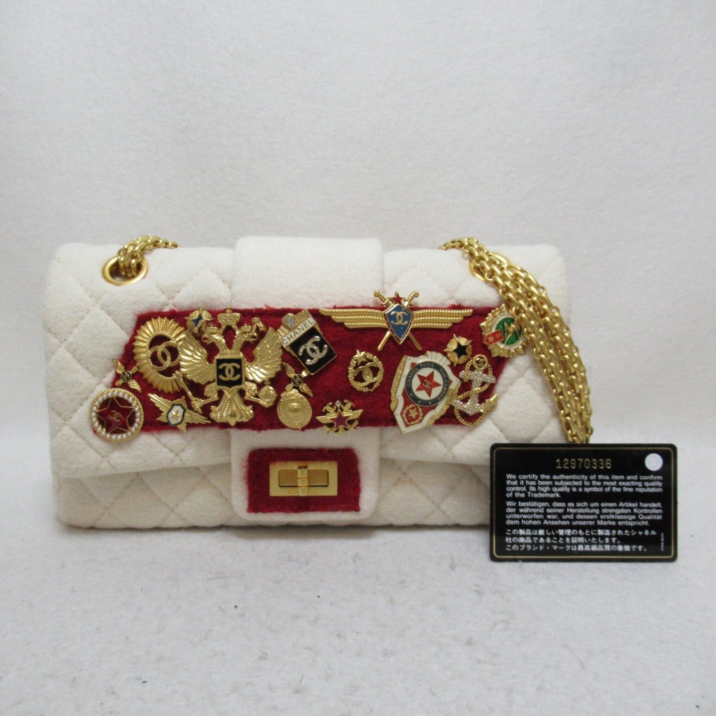 CHANEL 2.55 ChainShoulder Bag White Feutre