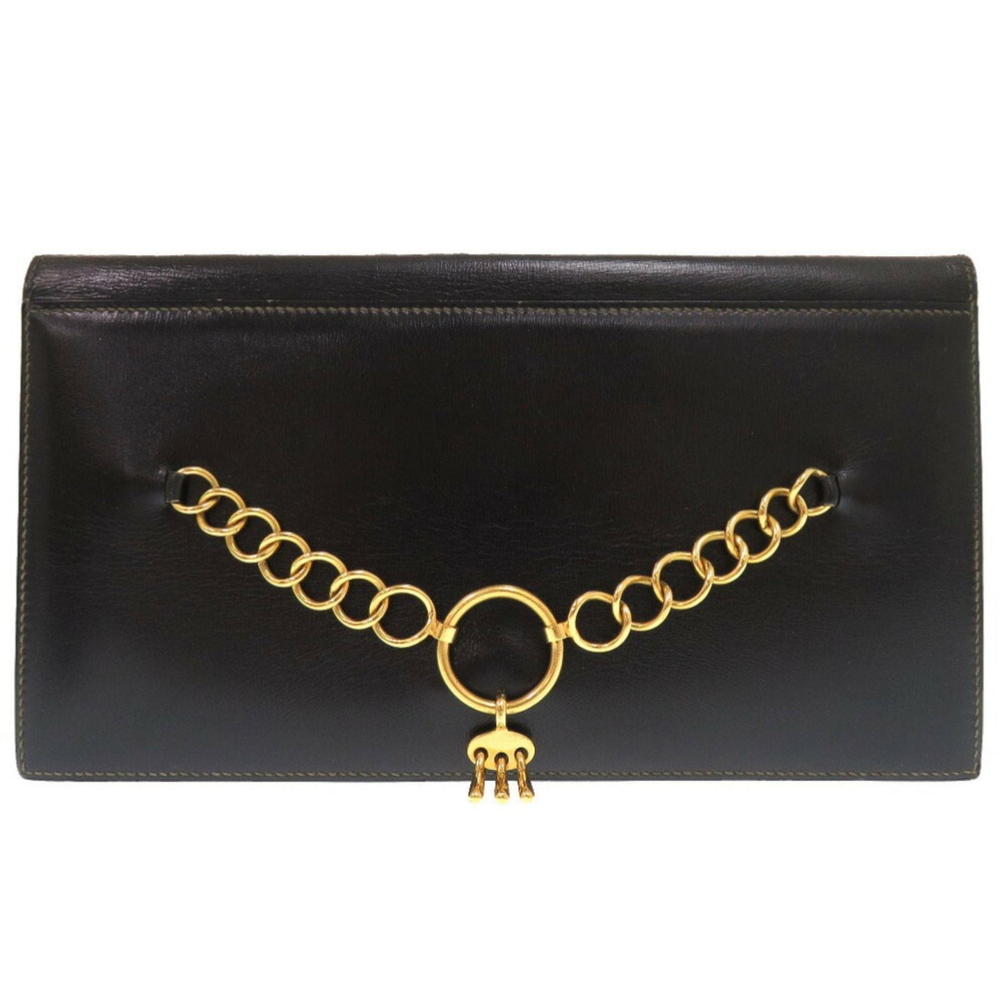 Hermes Black Box Calf Leather Clutch Bag ( )