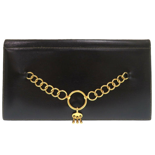 Hermes Black Box Calf Leather Clutch Bag ( )