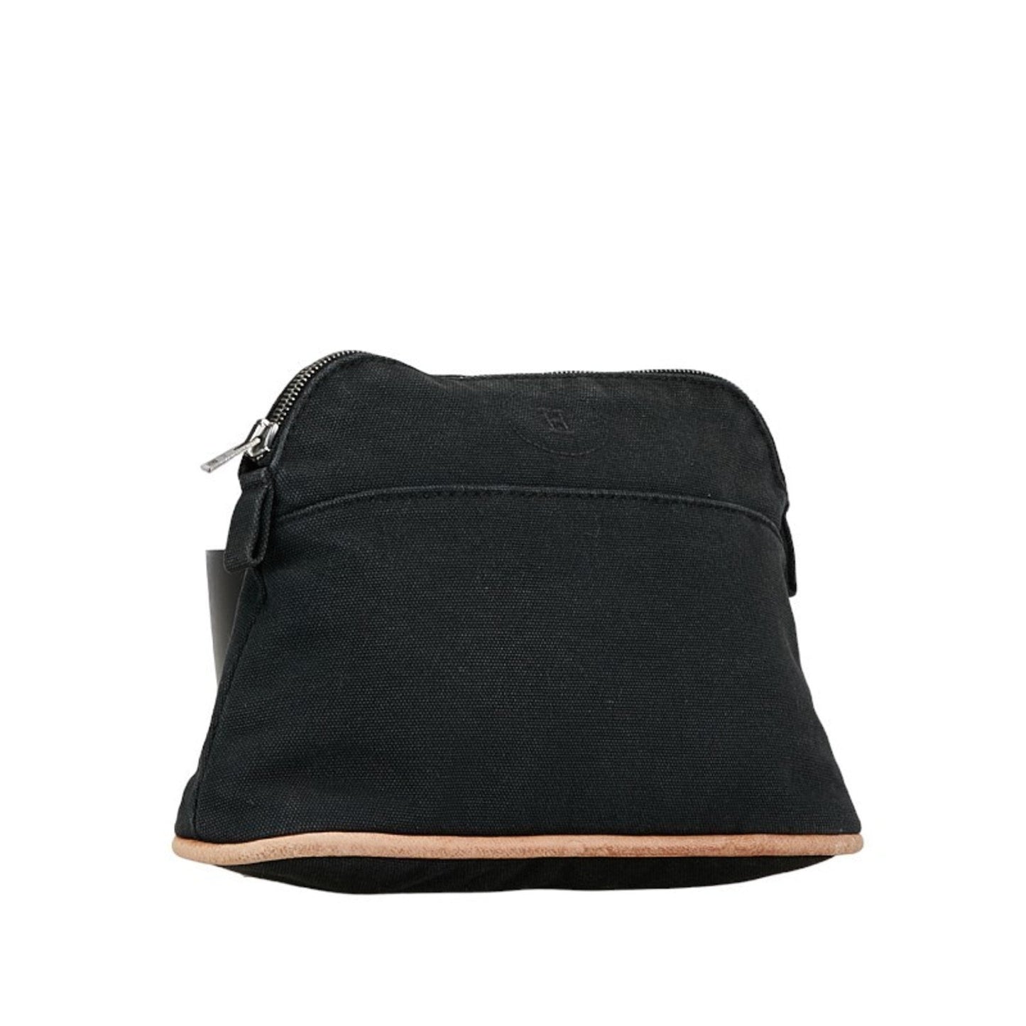 Hermes Black Canvas Leather Pouch ( )