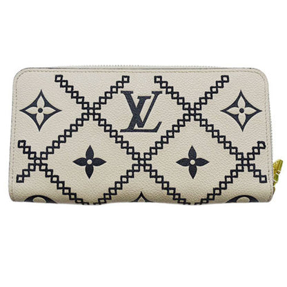 LOUIS VUITTON Wallet Empreinte Broderie Women's Long Zippy Creme M81141 Round