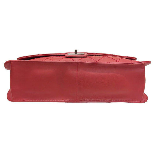 Chanel 2.55 matelasse chain shoulder bag red coco mark leather antique silver matte   metal fittings Matelasse Bag COCO