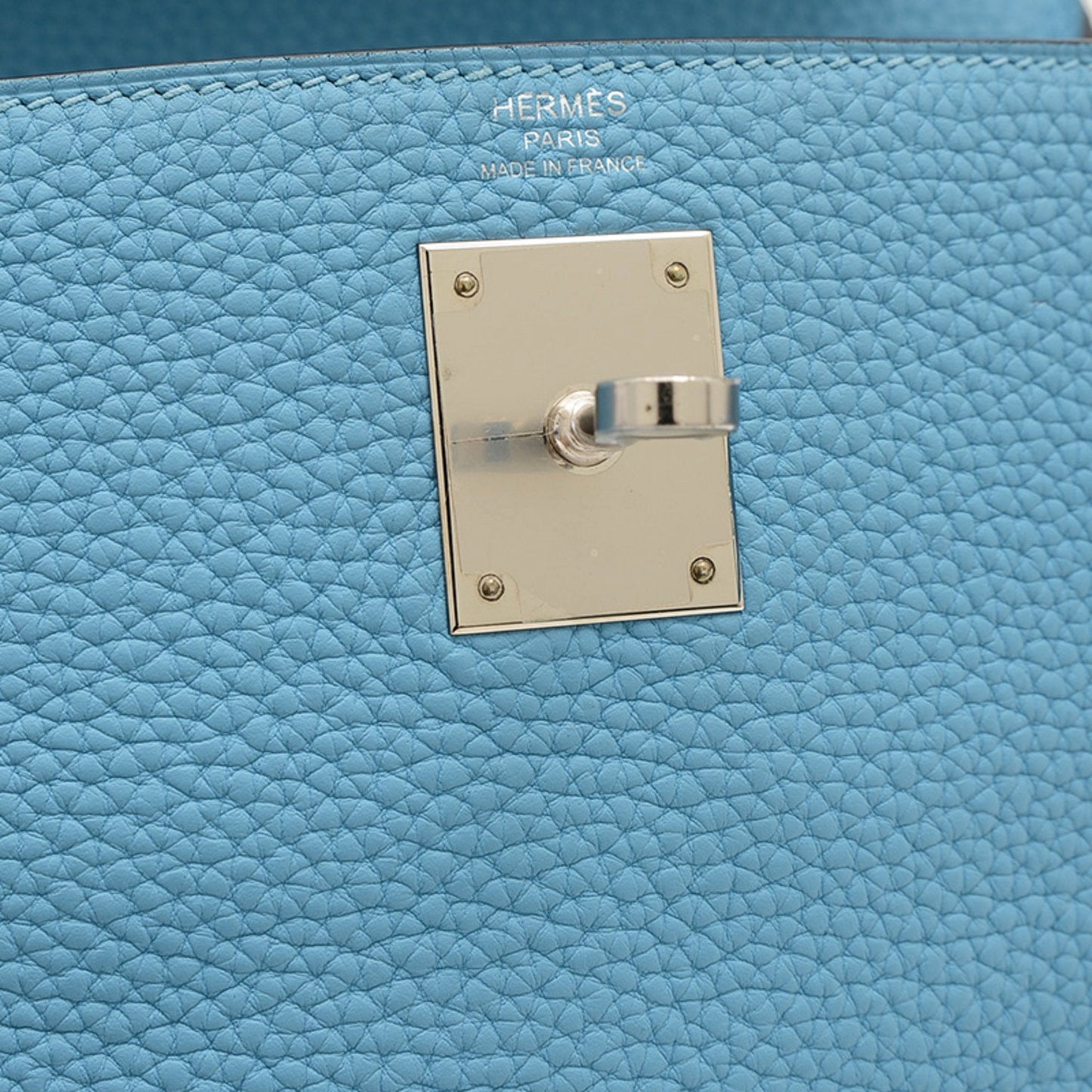 Hermes Blue Togo Leather Handbag ( )