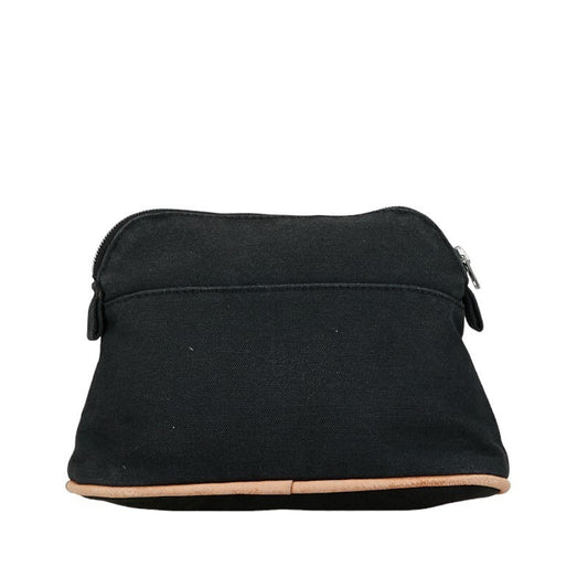 Hermes Black Canvas Leather Pouch ( )