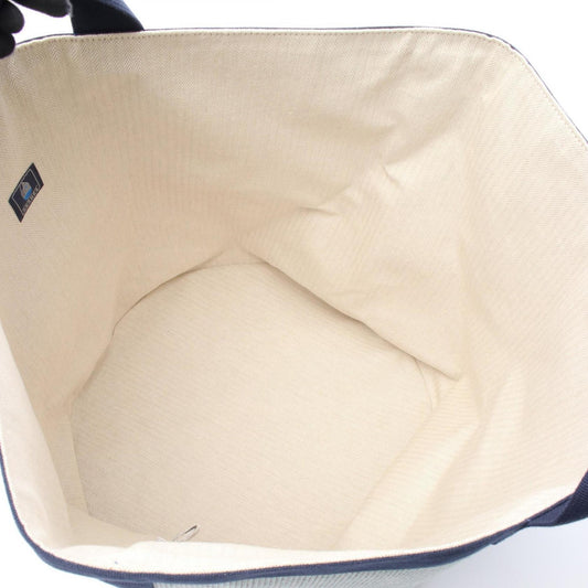 Hermes Beige Green Navy Canvas Toile H Basket Tote Bag ( )
