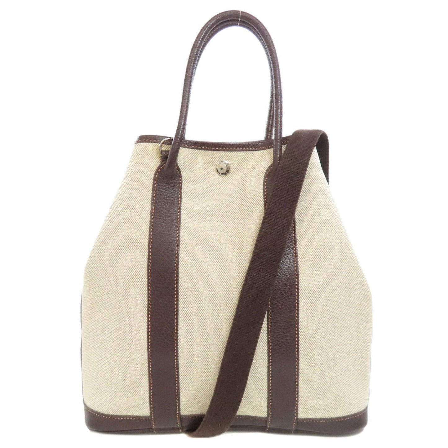Hermes Brown Marron Toile H Handbag ( )