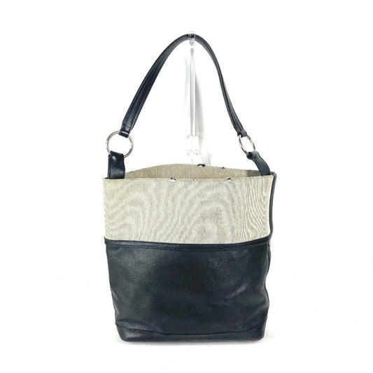 Hermes Black Gray Toile H Coated Canvas Shoulder Bag Tote Bag ( )