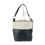 Hermes Black Gray Toile H Coated Canvas Shoulder Bag Tote Bag ( )