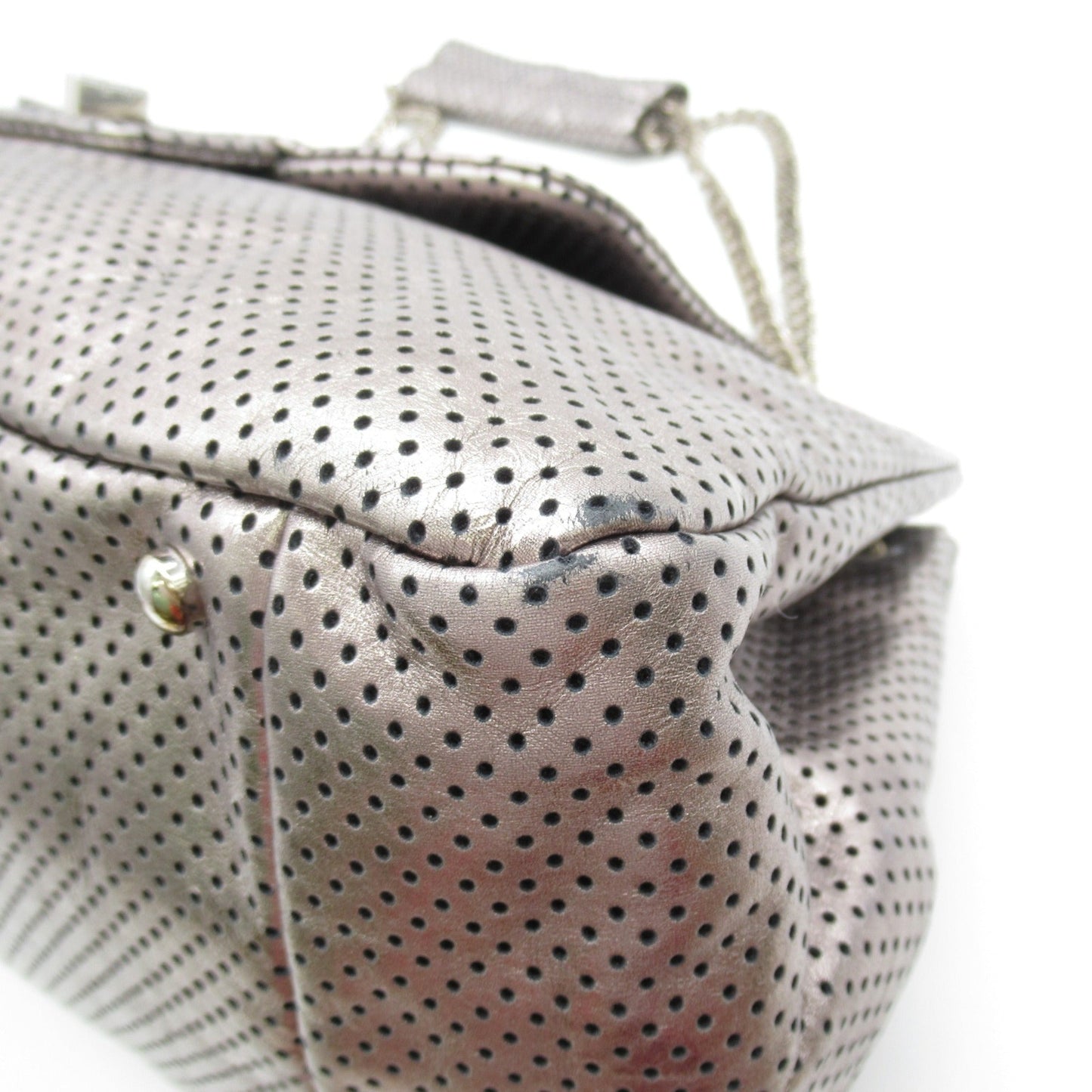 CHANEL 2.55 ChainShoulder Bag Silver metallic leather