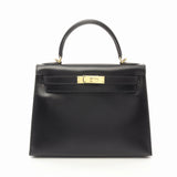 Hermes Black Box Calf Leather Leather Handbag ( )