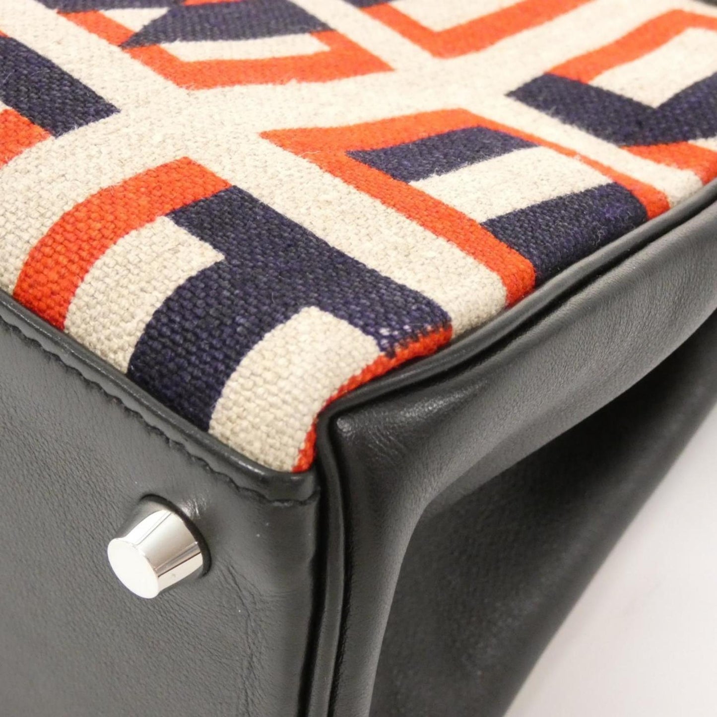 Hermes Black Blue Indigo Capucine Swift Leather Handbag ( )