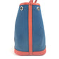 Hermes Blue Orange Canvas Leather Handbag Tote Bag ( )