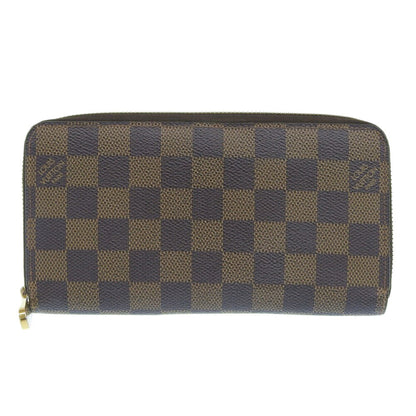 LOUIS VUITTON Zippy Wallet Long N41661 Damier Canvas Brown MI2156 Unisex