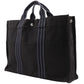 Hermes Black Cotton Canvas Handbag Tote Bag ( )
