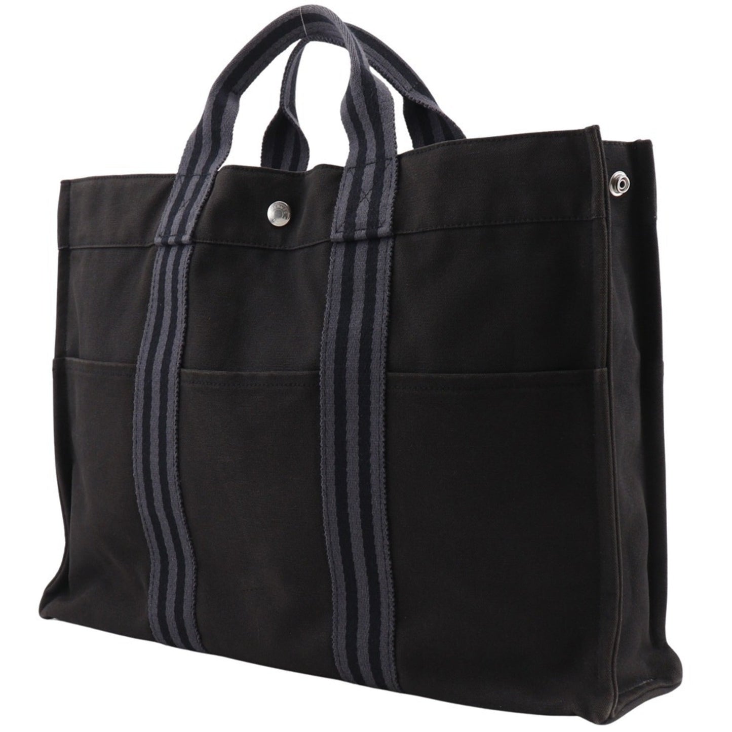 Hermes Black Cotton Canvas Handbag Tote Bag ( )