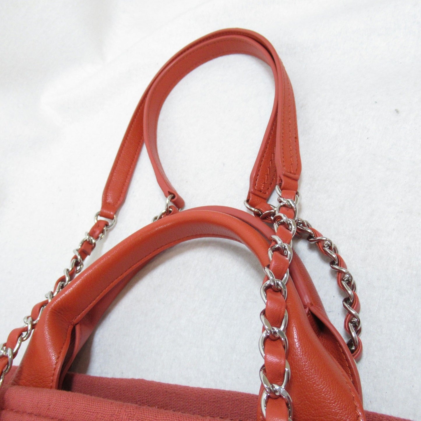 CHANEL 2wayChainShoulder Bag Orange cotton