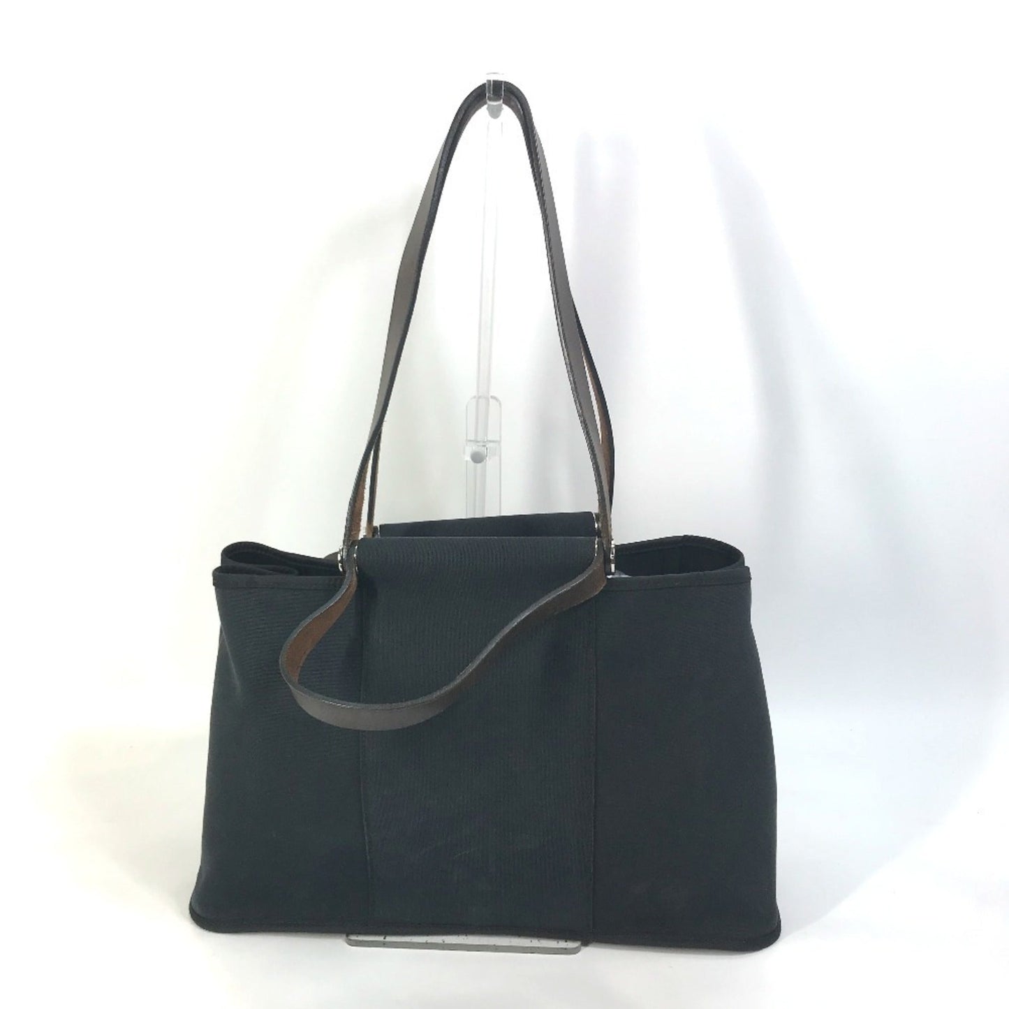 Hermes Black Toile Officier Leather Handbag Shoulder Bag Tote Bag ( )
