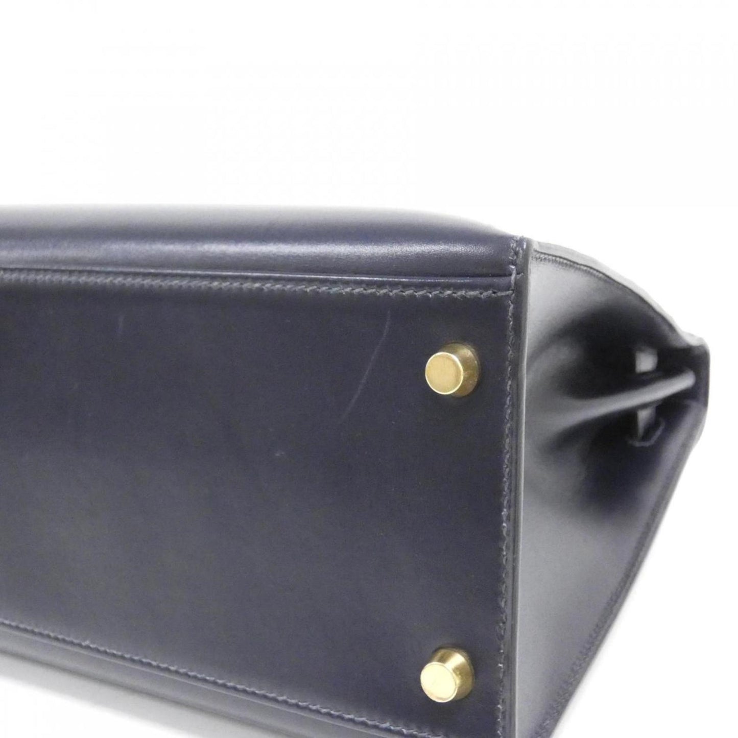 Hermes Blue Indigo Box Calf Leather Handbag ( )