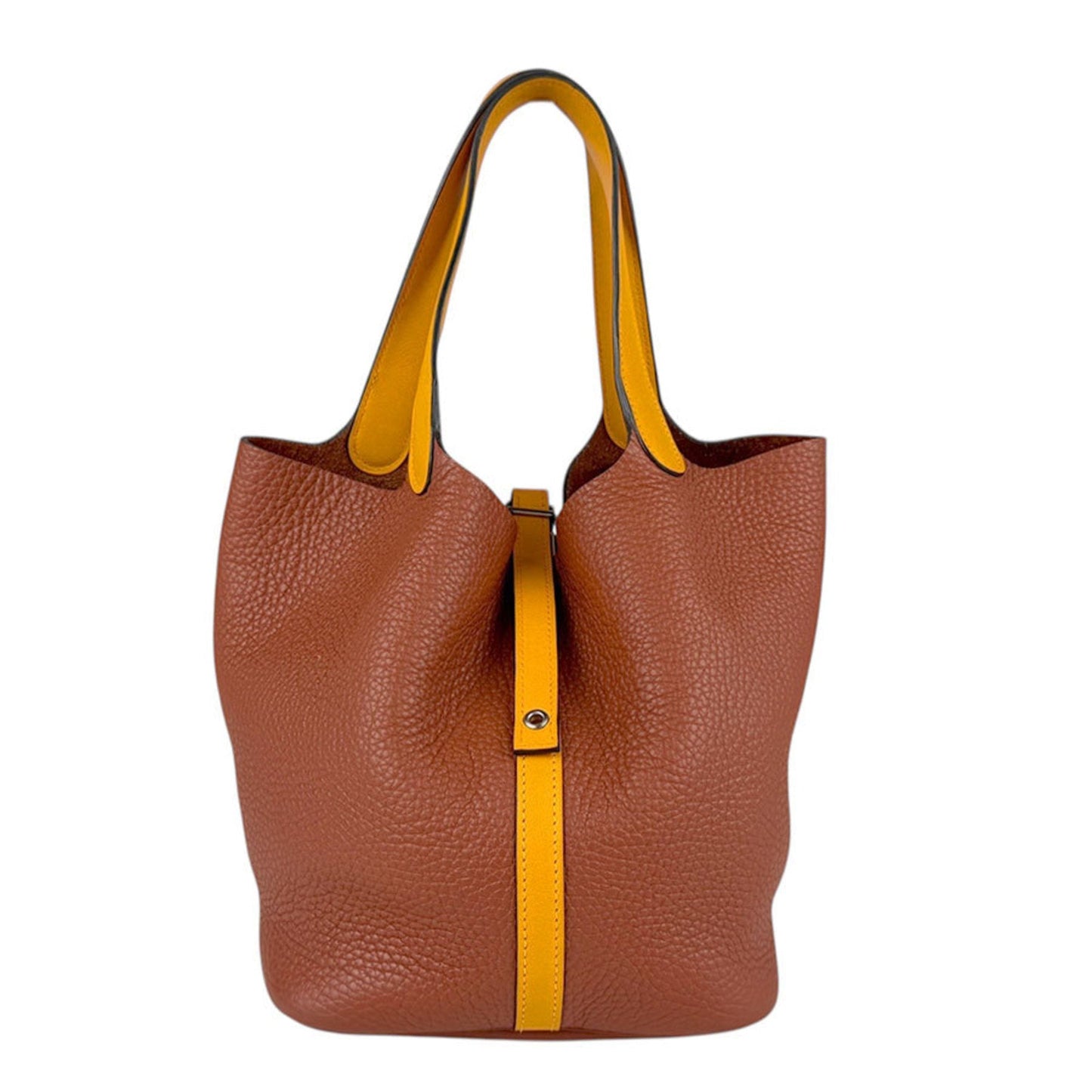 Hermes Brown Red Brown Taurillon Clemence Leather Swift Leather Handbag ( )