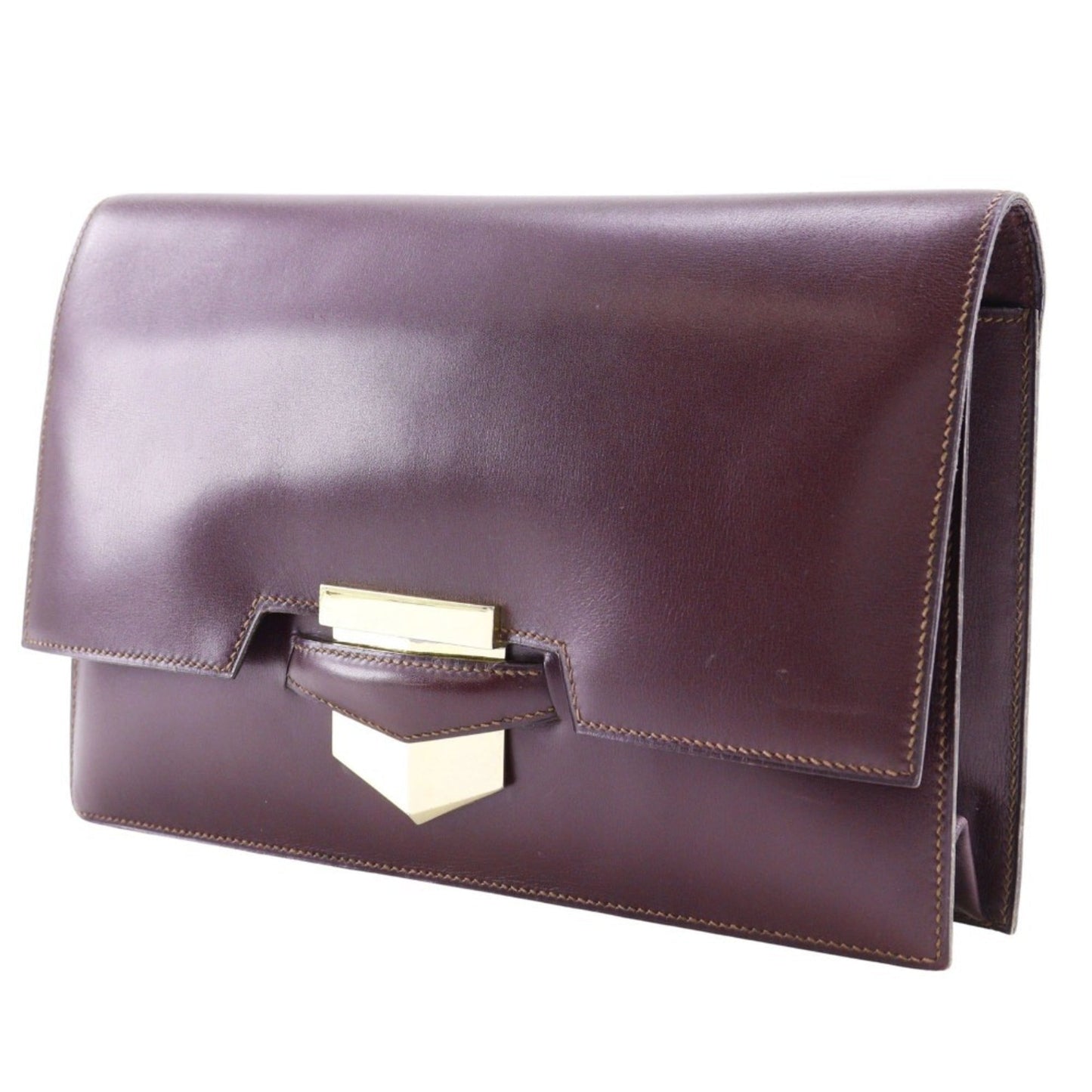 Hermes Bordeaux Box Calf Leather Clutch Bag ( )