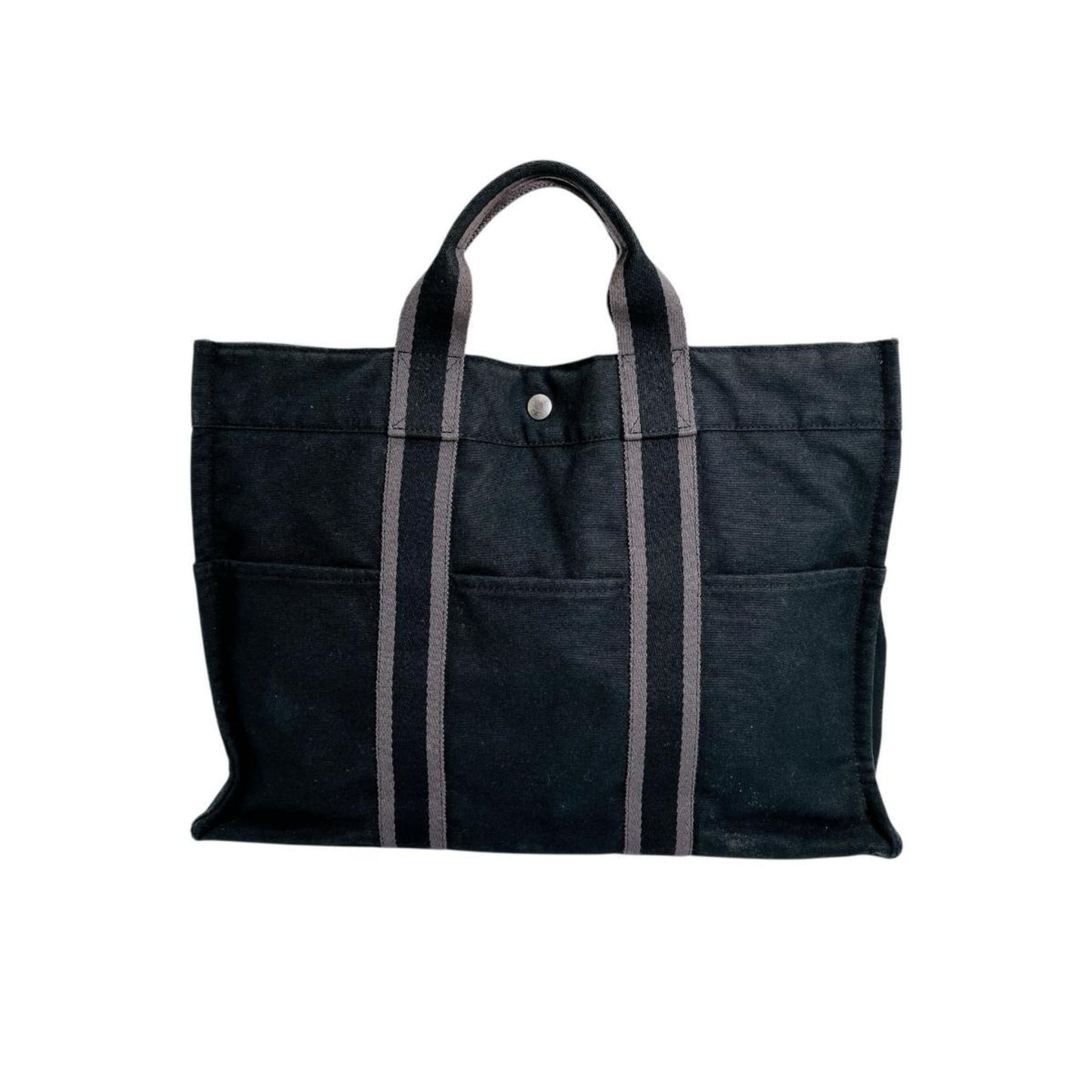 Hermes Black Canvas Handbag Tote Bag ( )