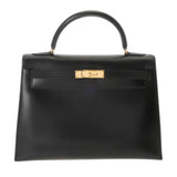 Hermes Black Box Calf Leather Handbag ( )
