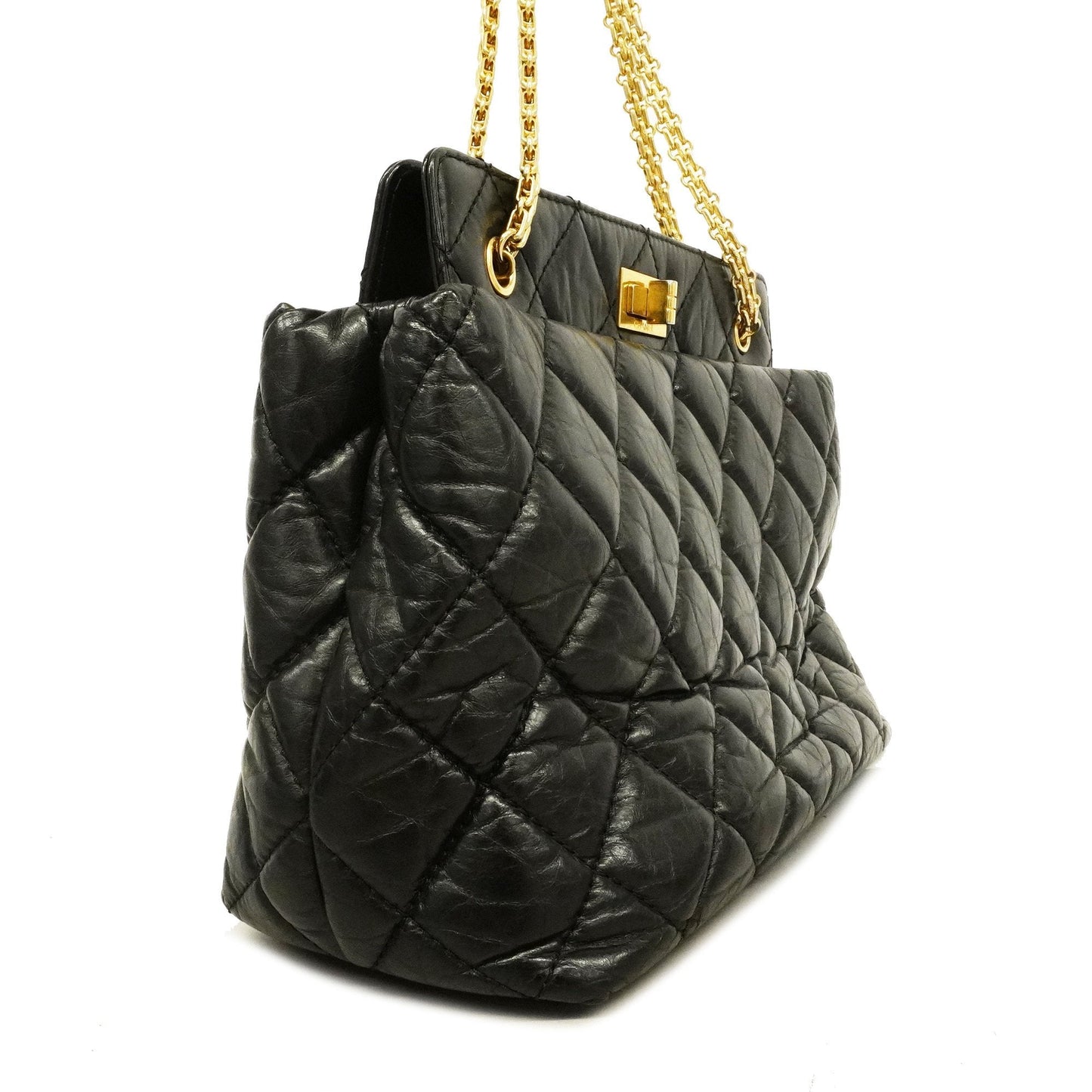 Chanel 2.55 Chain Shoulder Women's Leather Shoulder Bag Black