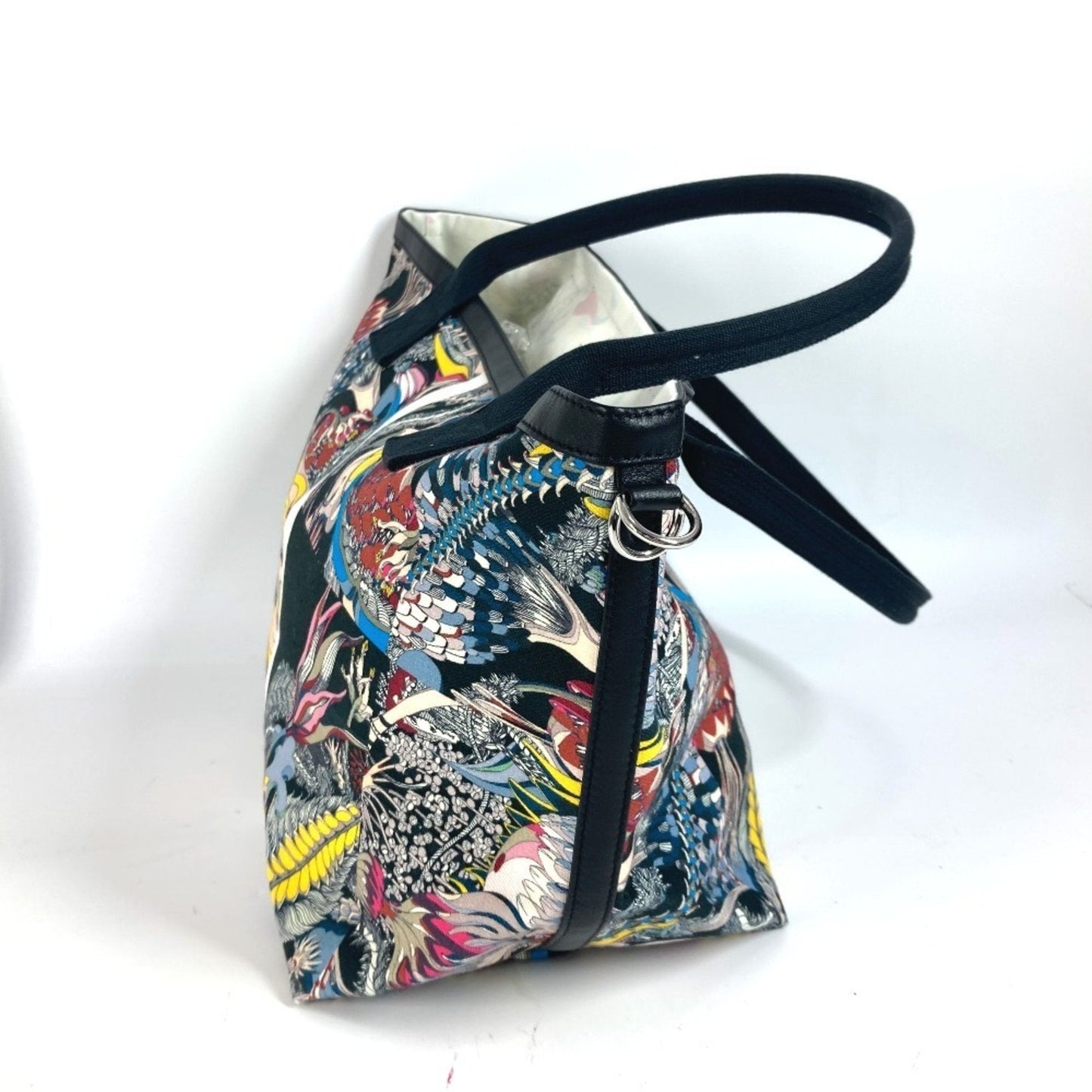 Hermes Black Multi-Color Canvas Handbag Shoulder Bag Tote Bag ( )
