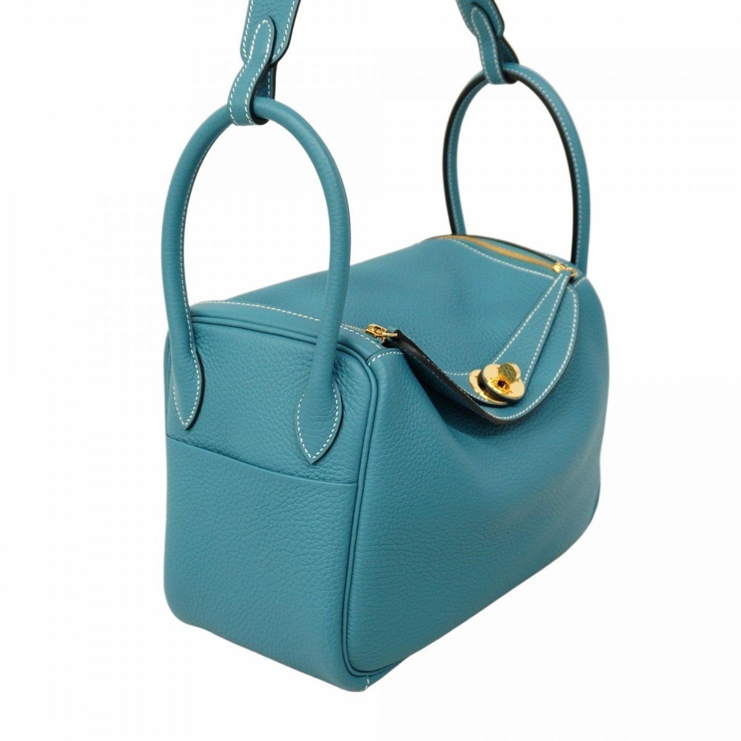 Hermes Blue Jean Taurillon Clemence Leather Handbag ( )