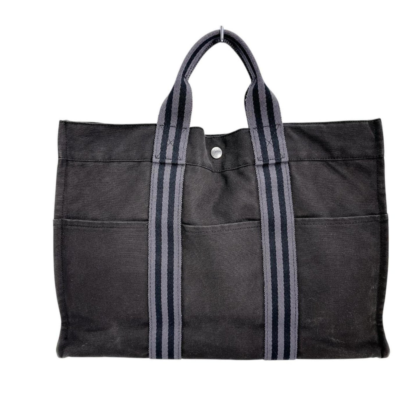 Hermes Black Canvas Tote Bag ( )