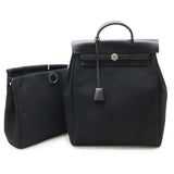 Hermes Black Toile Officier Leather Backpack Handbag ( )
