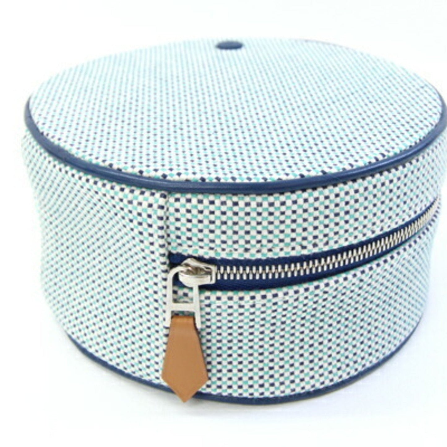 Hermes Blue Cotton Canvas Leather Pouch ( )