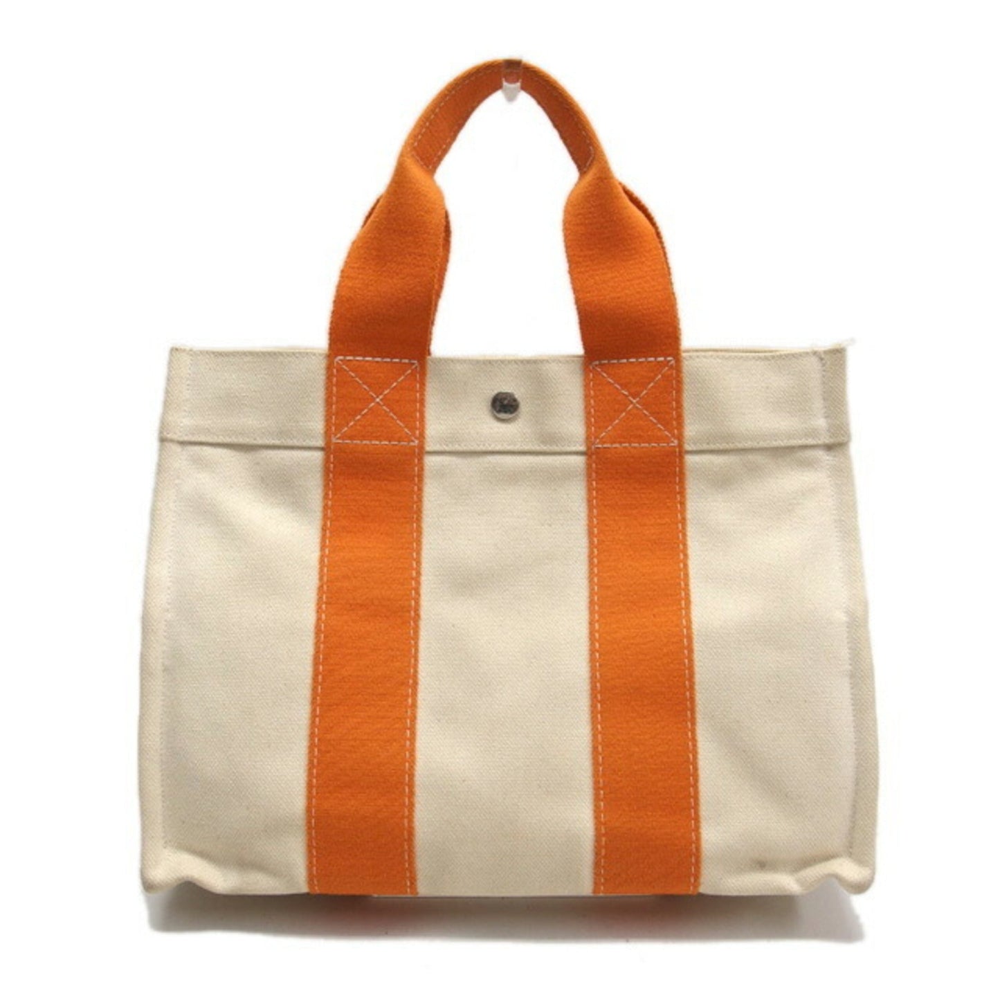 Hermes Bora Bora Orange White Cotton Handbag Tote Bag ( )