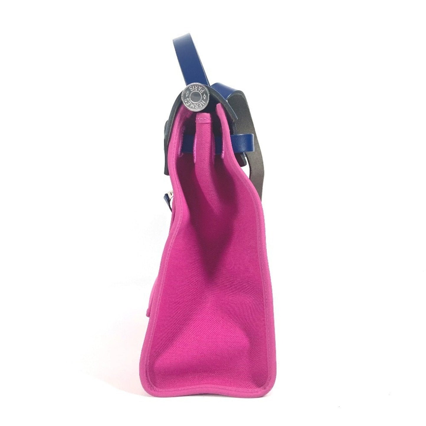 Hermes Blue Pink Toile Officier Vache Leather Handbag Shoulder Bag ( )
