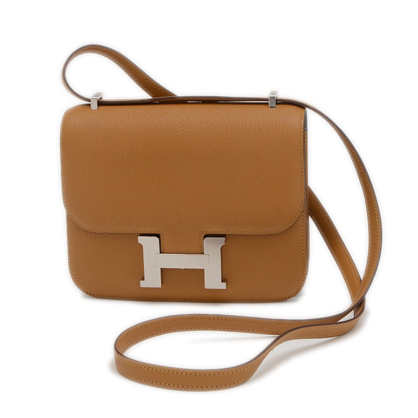 Hermes Brown Chevre Leather Shoulder Bag ( )