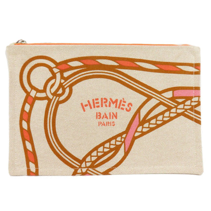 Hermes Beige Canvas Pouch ( )